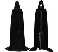 Mantelle Facy Dress Uisex Extra Log Hooded Velvet Hallowee Costumi Mantello di Natale, Black, S