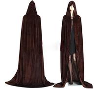 Mantelle Facy Dress Uisex Extra Log Hooded Velvet Hallowee Costumi Mantello di Natale, Coffee, M