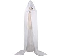 Mantelle Facy Dress Uisex Extra Log Hooded Velvet Hallowee Costumi Mantello di Natale, White, XL