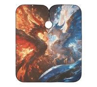Mantelle per capelli Phoenix rosso e blu ghiaccio e fuoco con chiusura a scatto regolabile, mantelle impermeabili per saloni di bellezza capa para cortar Cabello 165,1 x 139,7 cm