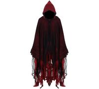 Mantelli con cappuccio for cosplay, unisex, horror, zombi e vampiri, for il Giorno dei Morti per Feste in Famiglia(Red)
