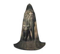 Mantelli con cappuccio per adolescenti con stampa di elefanti vecchi e giovani elefanti, mantello con cappuccio per Halloween e Natale