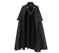 Mantelli Gotico Lungo da Uomo,Steampunk Mantello Vintage Costume Vittoriano Capo Medievale Uniforme,Halloween Poncho Rinascimentale Mantello di Nero Catena Abbigliamento per Carnevale Cosplay