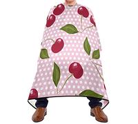 Mantellina Parrucchiere Cherries On Pink Polka Dot Mantello Da Barbiere Per Bambini Personalizzati Regolabile Professionale Mantellina, Per Uso Domestico, Bambini, Adulti, 140x168cm