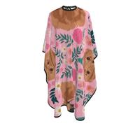 Mantellina Parrucchiere Cute Golden Retriever Dog Pink Mantello Da Barbiere Per Bambini Personalizzati Traspirante Parrucchiere Panno Grembiule, Per Acconciatura, Uso Domestico, 140x168cm