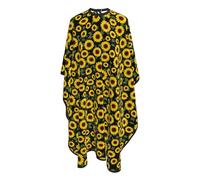Mantellina Parrucchiere Flower Black Yellow Flowers Sunflower Mantella Taglio Capelli Antistatico Impermeabile Grembiule Da Parrucchiere, Per Acconciatura, Taglio E Colore, Adulti, 140x168cm