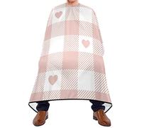 Mantellina Parrucchiere Pink Buffalo Check Plaid Heart Mantello Barbiere Per Uomo Regolabile Personalizzati Parrucchiere Panno Grembiule, Per Acconciatura, Bambini, Uomo, 140x168cm
