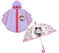 Mantellina Pioggia e Ombrello MINNIE Trasparente a Cupola Poncho Antipioggia 2-5 anni Impermeabile Bambina Bimba Mantella Minni