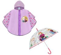 Mantellina Pioggia e Ombrello Trasparente FROZEN 2 Poncho Antipioggia 3-6 anni Impermeabile Bambina Bimba Mantella ANNA ELSA, Mantella e Ombrello Frozen