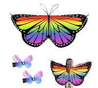 Mantello a farfalla Costume da ragazza, 3 pezzi, costume da ragazza, mantello a farfalla, ali di farfalla, con clip per capelli, farfalle per ragazze, principessa che fanno sembrare di giocare alla