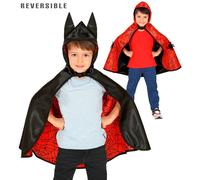 Mantello bambino da super eroe, batman e spiderman, mantello reversibile 2 in 1