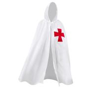 Mantello Cavaliere Templare Medievale Mantello con Cappuccio Halloween | Mantello Lungo Ospedalieri Tunica Templari Rinascimento Vintage per Adulti Accessorio Halloween Cosplay Costume