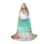 Mantello colorato con cappuccio, unisex, motivo: giglio marino, da strega, costume da strega del diavolo, accessori per Halloween, costumi da performance