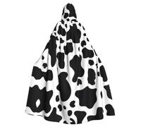 Mantello con cappuccio adulto bianco e nero della stampa della mucca per il | Mantello di Halloween a lunghezza intera con cappuccio oversize, tessuto morbido adatto alla maggior parte degli adulti per