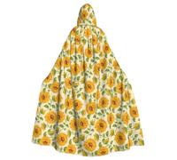 Mantello con cappuccio adulto giallo della stampa del girasole per il | Mantello di Halloween a lunghezza intera con cappuccio oversize, tessuto morbido adatto alla maggior parte degli adulti per