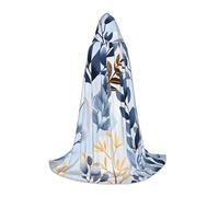 Mantello con cappuccio blu grano foglie dorate per adulti adolescenti Halloween mantello con cappuccio mantello da mago con mantello paura