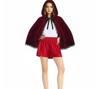 Mantello con cappuccio Cappuccetto Rosso Costume Mantello con cappuccio per bambini Cosplay Costume Pizzo Rifinito Mantello di velluto Breve Performance Outfit Holiday Attire