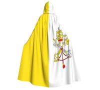 Mantello con cappuccio con bandiera del Vaticano per adulti, per Halloween, travestimento da strega e vampiro