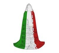 Mantello con cappuccio con bandiera italiana del Colosseo romano per adolescenti strega vampiro Cosplay festa Halloween Natale stampato lungo mantello