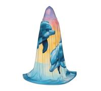 Mantello con cappuccio con stampa delfini innamorati per adolescenti Halloween mantello con cappuccio, mantello cosplay per bambini