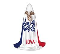 Mantello con cappuccio con stampa della bandiera dello Stato dell'Iowa, per ragazzi e adulti, per Halloween, stile gotico, carnevale, cosplay