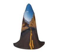 Mantello con cappuccio con stampa Freeway Highway Road nel deserto per donne uomini abiti medievali costume mantello Halloween mascherata Cosplay, nero, Medium