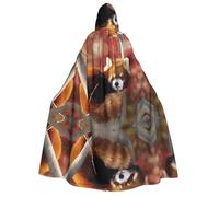 Mantello con cappuccio con stampa panda rosso per Halloween, per feste, carnevale, mostre di fumetti, feste in maschera, unisex, per adulti