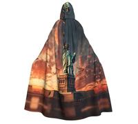 Mantello con cappuccio con stampa statua della libertà a New York per | Mantelle da strega da strega, 190 cm, unisex, a tema rinascimentale