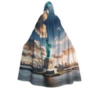 Mantello con cappuccio con stampa statua della libertà a New York per | Mantelle da strega da strega, 190 cm, unisex, a tema rinascimentale