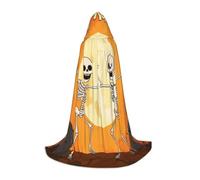 Mantello con Cappuccio da Clip Art Di Halloween Dei Cartoni Animati Lungo Costume di Scheletri E Cimiteri per Bambino di Travestimento, Halloween, Carnevale, Arancia