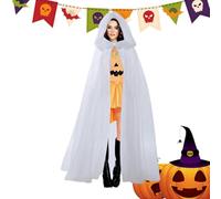 Mantello con cappuccio da mantello lungo incantato mantello mago costume da spettacolo trasparente in tulle per danza in maschera, giochi di ruolo