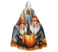Mantello con cappuccio da strega con zucca-gnomi, costume di Halloween con cappuccio