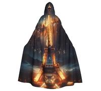 Mantello con cappuccio da strega Parigi, Torre Eiffel, per adulti, per Halloween