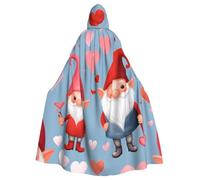 Mantello con cappuccio da strega per adulti con gnomi di San Valentino, costume di Halloween con cappuccio