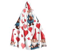 Mantello con cappuccio da strega per adulti con gnomi di San Valentino, costume di Halloween con cappuccio