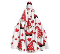 Mantello con cappuccio da strega per adulti con gnomi di San Valentino, mantello con cappuccio per costume di Halloween