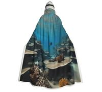 Mantello con cappuccio da uomo e donna con stampa oceano subacqueo per eventi cosplay, carnevale, festival in maschera