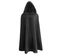 Mantello con cappuccio da uomo Renaissance Mantello lungo 90,8 cm in poliestere nero con cappuccio morbido pullover traspirante retrò medievale per Halloween Hobbit Viking Cosplay Costumi, con
