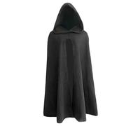 Mantello con cappuccio da uomo rinascimentale mantello lungo 102 cm nero in poliestere morbido traspirante pullover retrò medievale per Halloween Hobbit Viking Cosplay Costumi, Lagre con cappuccio