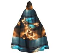 Mantello con cappuccio di Halloween con vista sotto la luna, con cappuccio oversize, perfetto per cosplay, feste in maschera, feste e costumi.