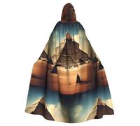 Mantello con cappuccio di Halloween "Sognando le piramidi di Cheope" con cappuccio oversize, perfetto per cosplay, feste in maschera, feste e costumi.