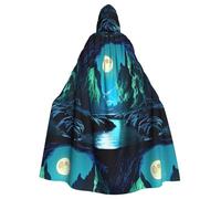 Mantello con cappuccio di Halloween Water Moon Cave con cappuccio oversize, perfetto per cosplay, feste in maschera, feste e costumi.