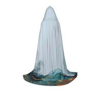 Mantello con cappuccio grigio verde acqua astratto per adulti e adolescenti, mantello con cappuccio per Halloween, mantello da mago con mantello da paura