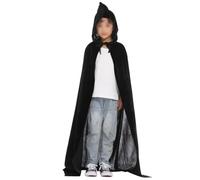 Mantello Con Cappuccio Halloween Mantello Velluto Cosplay Vampiro Corvo, Nero , XL