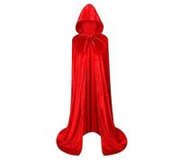 Mantello con cappuccio, mantello in velluto a lunghezza, costume cosplay di Halloween, costume da cavaliere, unisex, per donne e uomini