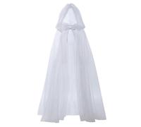 Mantello Con Cappuccio | Mantello Lungo In Tulle Trasparente, Costume Cosplay Gotico Di Halloween For Matrimoni, Spettacoli Teatrali, Falò, Festival Dei Fantasmi Autunnali(White)