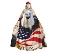 Mantello con cappuccio patriottico con aquila calva con bandiera americana stampa vampiro Halloween (lunghezza 140 cm), comodo grande cappuccio ideale per cosplay