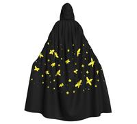 Mantello con cappuccio per adulti con motivo a lucciole sulle stelle, da indossare durante Halloween, giochi di ruolo