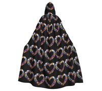 Mantello con cappuccio per adulti con motivo a mosaico d'amore per feste in maschera di Halloween e altro ancora