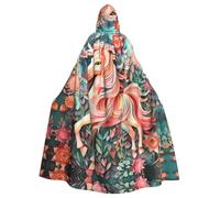 Mantello con cappuccio per adulti con motivo unicorno ritagliato in carta rosa per feste in maschera di Halloween e altro ancora